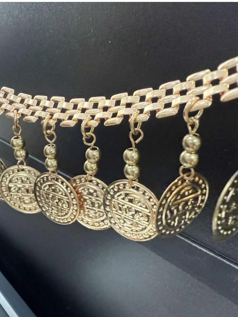 Anthropologie Gold-tone Coin Fringe Anklet - Picture 4 of 5